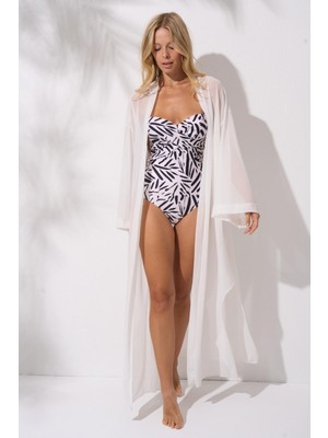 Pierre Cardin Kimonolu Belden Bağlamalı Tüm Vücudu Saran Kaftan Pareo