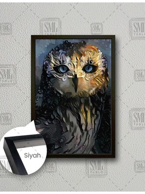SML Tablo Vahşi Baykuş Dijital Art Hayvan Doğa Dikey Çerçeveli Kanvas Tablo
