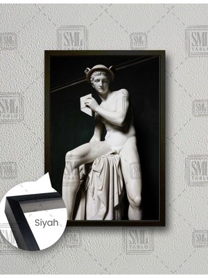 SML Tablo Hermes Yunan Mitolojisi Müzik Nü Heykel Dekor Dikey Çerçeveli Kanvas Tablo