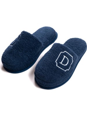 Ender Home D Harf Nakışlı Banyo ve Ev Havlu Terliği – %100 Pamuk Kaymaz Kalın Taban