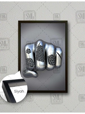 SML Tablo Metal Yumruk Metal Sanat El Güç Zincir Dikey Çerçeveli Kanvas Tablo