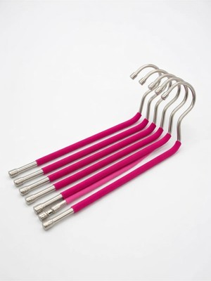 Premium S Tipi 5'li Pantolon ve Eşarp Askısı - Kaplamalı, Kaymaz, Yer Tasarruflu (Pembe