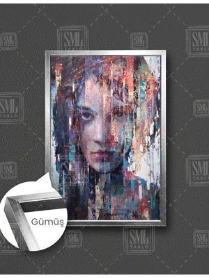 SML Tablo Sokak Sanatı Soyut Kadın Art Woman Dikey Çerçeveli Kanvas Tablo