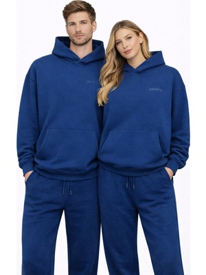 Packho Unisex Oversize Üç Iplik Şardonlu Kışlık Hoodie Eşofman Takımı – Kapüşonlu Sweatshirt & Pantolon