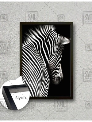 SML Tablo Zebra Yakın Çekim Hayvan Dokaratif Modern Dikey Çerçeveli Kanvas Tablo