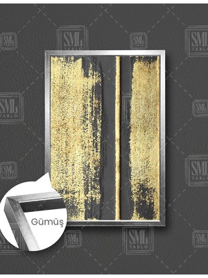 SML Tablo Gold Dekor Lüks Altın Dekoratif Modern Abstract Dikey Çerçeveli Kanvas Tablo