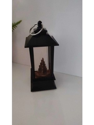Famemus Accessory Dekoratif Işıklı Sulu ve Işıklı Cam Kule Boyutu 12 cm