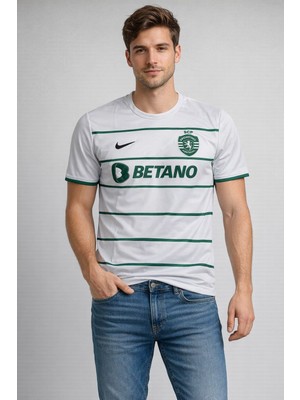 Ceka Yeşil Çizgili Beyaz Erkek Forma Tişört - 9 Numara Baskılı Spor T-Shirt