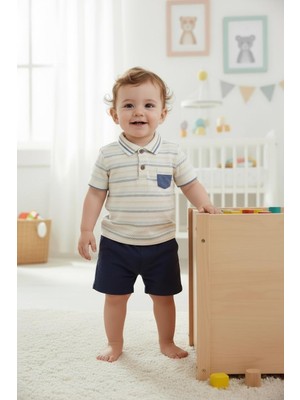 Butik Erkek Bebek %100 Pamuklu Şortlu Alt - Üst 2'li Takım