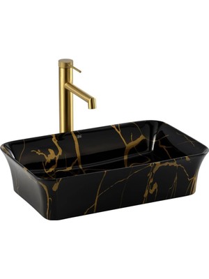 Lena - Tezgah Üstü Porselen Lavabo Mermer Desenli Outlet - EH-4680M7-