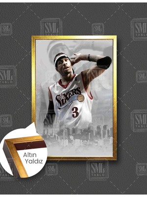SML Tablo Allen Iverson Basketbol Nba Soyut Art Dekoratif Dikey Çerçeveli Kanvas Tablo