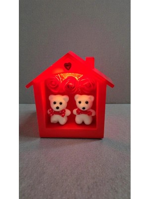 Famemus Accessory Sevgililer Gününe Özel Ayıcıklı Güllü Işıklı ve Müzikli Biblo Boyut:17,5cm*12 cm