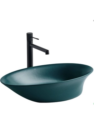 Lena - Tezgah Üstü Porselen Lavabo Yeşil Outlet - EH-4610MY-