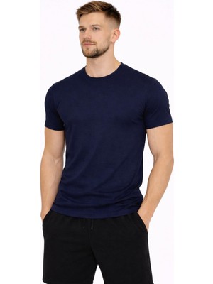 Axxel Erkek Lacivert Pamuk Likralı Süprem Kısa KOLLU-T-SHIRT-D230