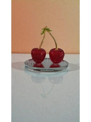 Famemus Accessory Kiraz 10CM Boyutunda Cam Biblo Hediyelik Ürün