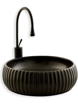 Lena - Tezgah Üstü Porselen Lavabo Siyah Outlet - E-4161S-