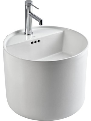 Lena - Tezgah Üstü Monoblok Lavabo Yuvarlak Yarım Outlet - E-252-