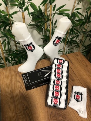 Aygan Store 8 Çift Unisex Renkli Desenli Soket Çorap Desenli Beyaz Kolej Çoraplar 8 Adet