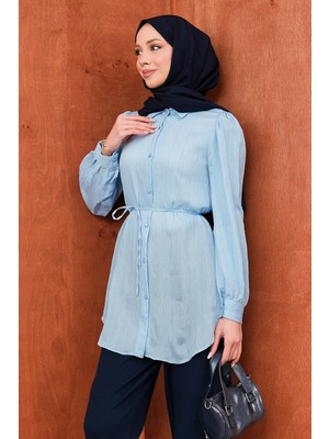 İmaj Butik Bebe Mavi Bel Bağlamalı Düğmeli Gömlek