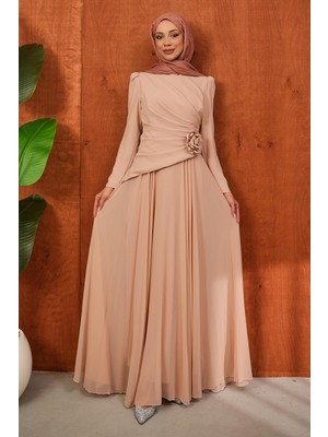 İmaj Butik Pudra Önü Drapeli Abiye
