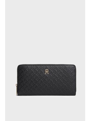 Tommy Hilfiger Kabartma Logolu Fermuarlı Cüzdan Bayan Cüzdan AW0AW18482 Bds