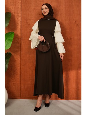 İmaj Butik Kahverengi Kendinden Kemerli Dabıl Jile