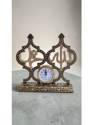 Famemus Accessory Zirkon Taşlı Model Islami Dekor Hediyelik Saat 25*27CM Boyut