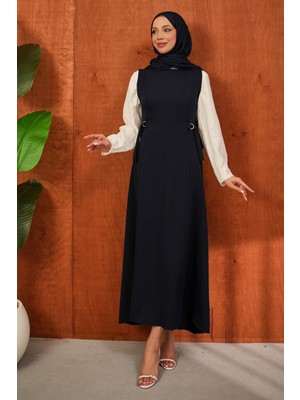 İmaj Butik Lacivert Kendinden Kemerli Dabıl Jile