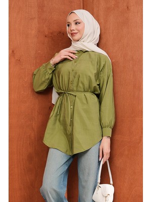İmaj Butik Haki Düğmeli Ip Bağlamalı Modal Gömlek