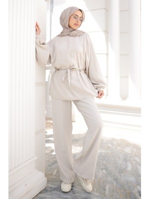 İmaj Butik Taş Bel Bağlamalı Tunik Pantolonlu Takım