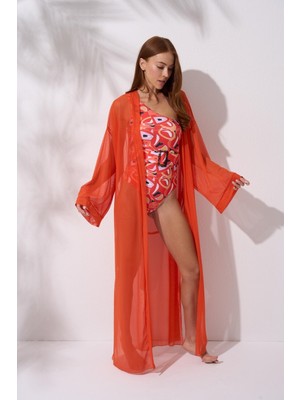 Pierre Cardin Kimonolu Belden Bağlamalı Tüm Vücudu Saran Kaftan Pareo