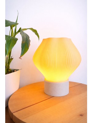 Wooden Touch Vela Dekoratif Masa Lambası Taş Taban