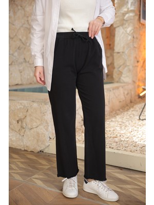 İmaj Butik Siyah Bel Lastikli Gabardin Pantolon