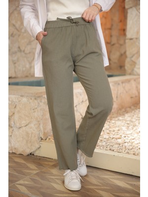 İmaj Butik Haki Bel Lastikli Gabardin Pantolon
