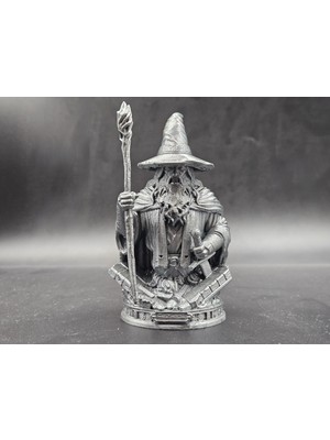 Yüzüklerin Efendisi (Lord Of The Rings) Gandalf Büst Figür - (Metalik Renk Boyalı)