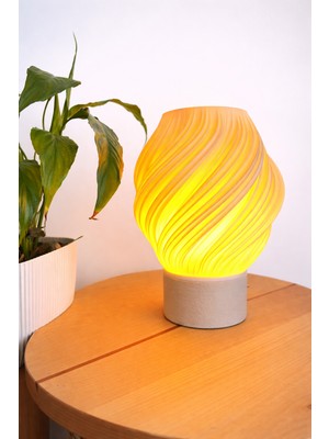 Wooden Touch Amber Dekoratif Masa Lambası Taş Taban