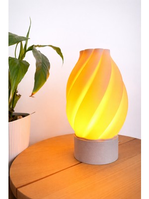 Wooden Touch Flamea Dekoratif Masa Lambası Taş Taban