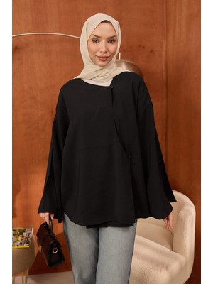 İmaj Butik Siyah Ön Bağlamalı Kimono