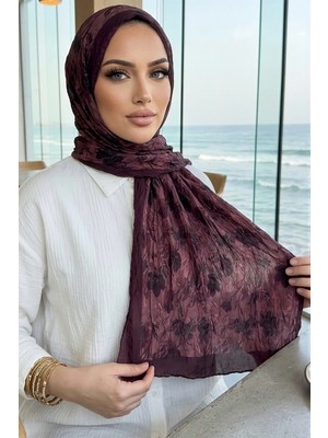 İmaj Butik Mürdüm Ipekhan Desenli Kraş Şal