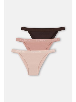 Suwen 3'lü Pamuklu Lastikli Normal Bel Slip Külot