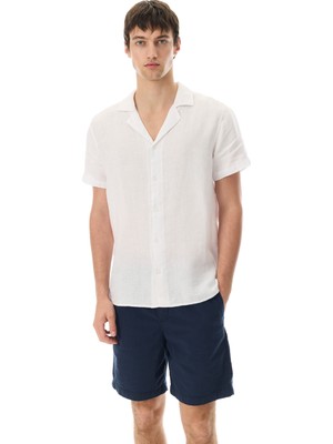 Mudo Regular Fıt Kısa Kollu Keten Gömlek