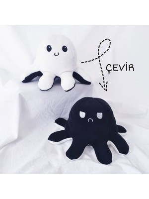 Practika Ahtapot Yastık Çevirdikçe Trip Değiştiren Eğlenceli Yastık Siyah - Beyaz