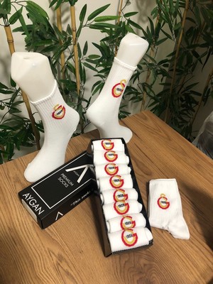 Aygan Store 8 Çift Unisex Renkli Desenli Soket Çorap Desenli Beyaz Kolej Çoraplar 8 Adet