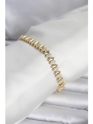 Pirinç Gold Renk Arpa Model Kadın Bileklik - Lisinya
