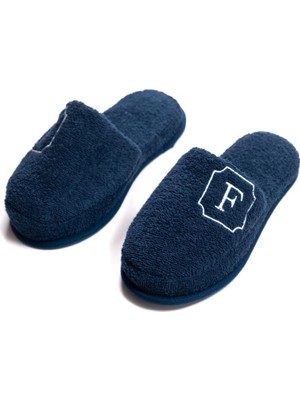 Ender Home F Harf Nakışlı Banyo ve Ev Havlu Terliği – %100 Pamuk Kaymaz Kalın Taban