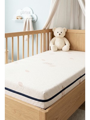 Artex 10CM Süngerli Bebek Çocuk Beşik Yatağı Cotton 60X120 Yıkanabilir Kılıflı Park Yatak Oyun Parkı