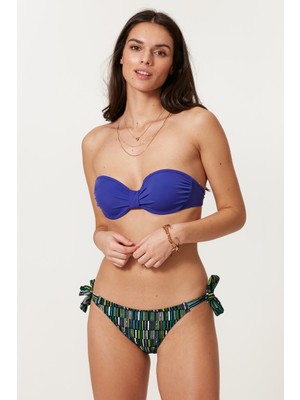Pierre Cardin Çabuk Kuruyan: Bandeau Mavi Bikini Seti, Desenli Alt
