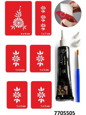 Airbrush Tattoo Hint Kınası ve Şablonla Geçici Dövme Yapma Seti Set 28