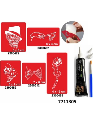 Airbrush Tattoo Hint Kınası ve Şablonla Geçici Dövme Yapma Seti Set 49