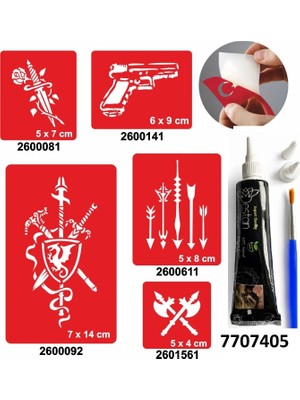 Airbrush Tattoo Hint Kınası ve Şablonla Geçici Dövme Yapma Seti Set 38